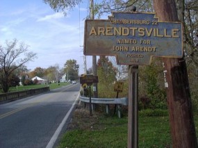 Both Arendtsville and Conewago Creek (now missing) markers in 2009.