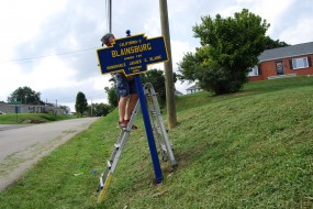August 2017 photo by Mike Wintermantel shows the marker repaired and reinstalled