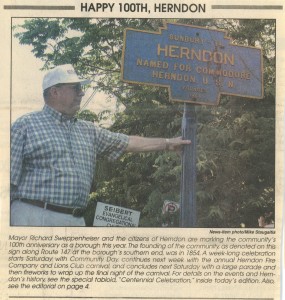 Newspaper photograph from the time of the town's centennial in 2000. Courtesy Blair Bohr.