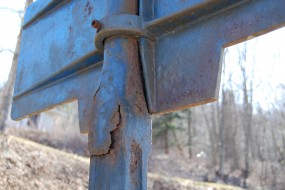 March 2015 photo by Mike Wintermantel shows post in need of repair.