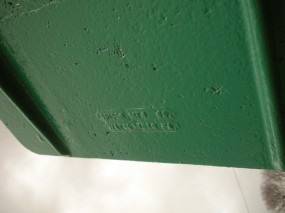Detail shows Geiser foundry's mark